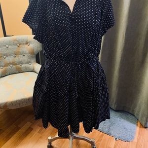 Ellos Navy Blue Dress with White Polka Dots